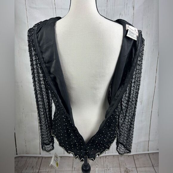 NWT Vintage Laurence Kazar Silk Beaded Mesh Top Blouse Art Deco Glam - Picture 6 of 9